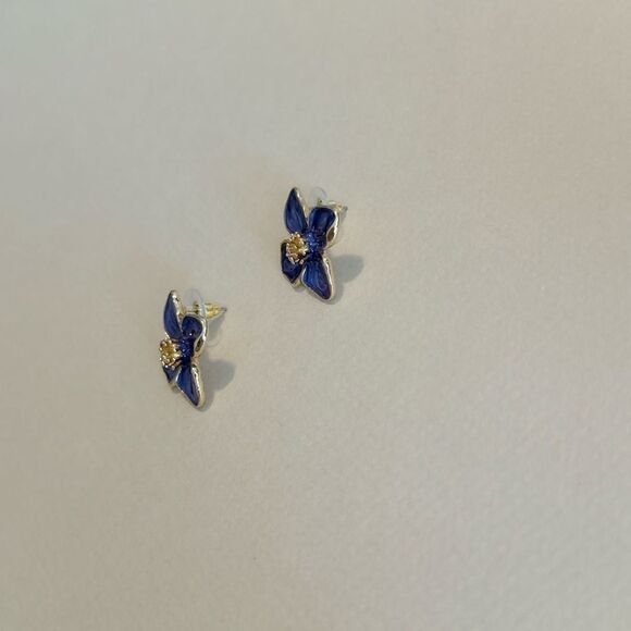 Purple flower earrings M852 - Picture 2 of 3